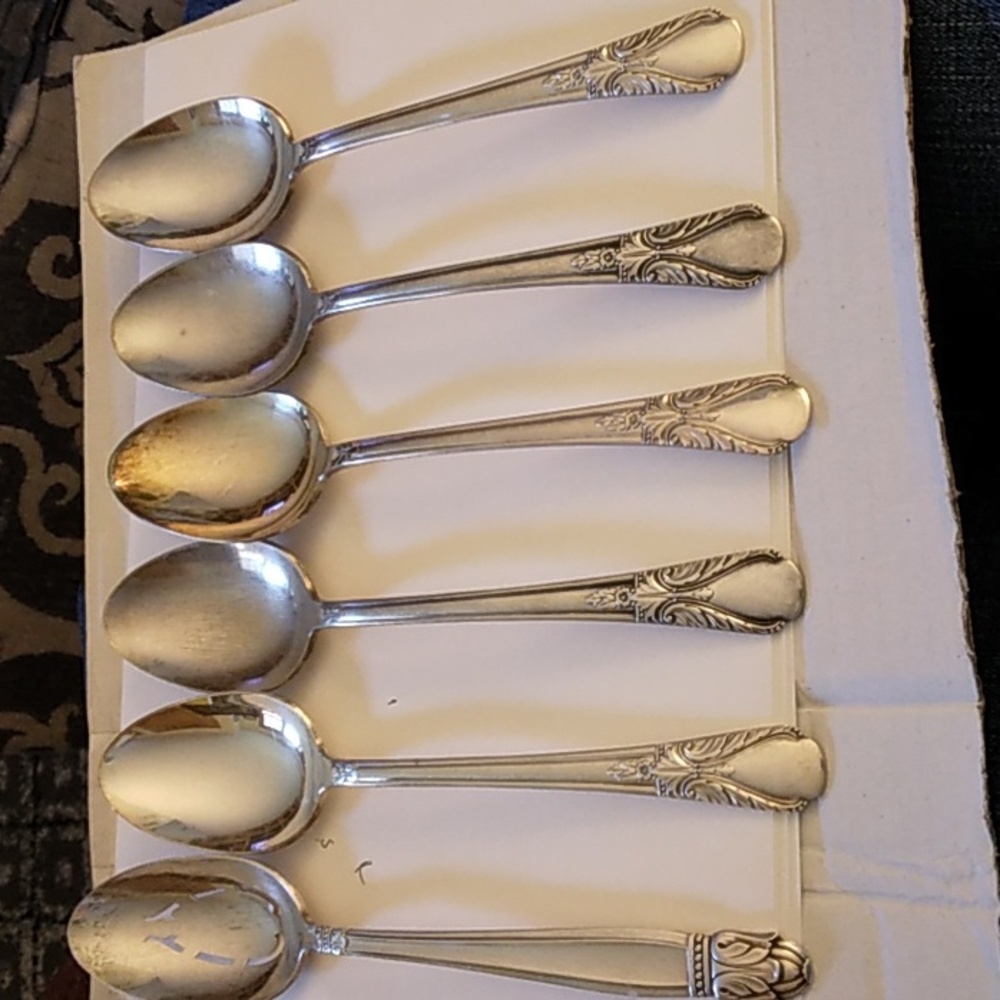 6 Assorted Silver-plated Large Serving Spoons